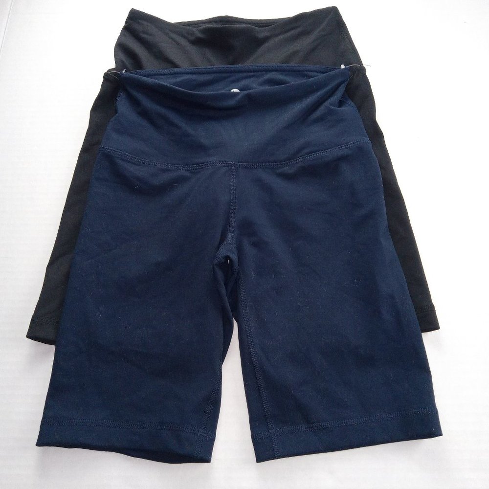 90 Degree By Reflex Women's Biker Shorts 2 Pack Size XS Navy Blue Black Athletic